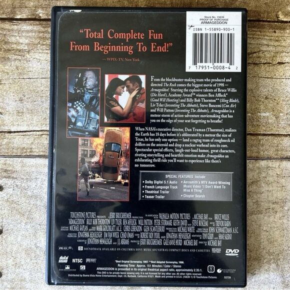 Armageddon (DVD,1998,Widecreen) Bruce Willis, Billy Bob Thornton, Ben Affleck - Picture 3 of 5